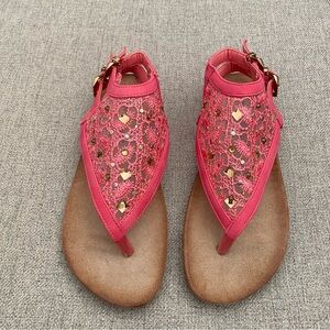 Coral Lace Rhinestones Women’s Thong Sandals✨